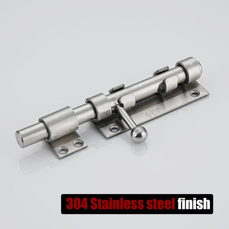 JQK Sliding Bolt Gate Latch, 6.3 Inch (Thick 2.4mm) Heavy Duty 304 Stainless Steel Barrel Bolt with Padlock Hole, Interior Door Latches Brushed Finish, DL300-BN - Image 4